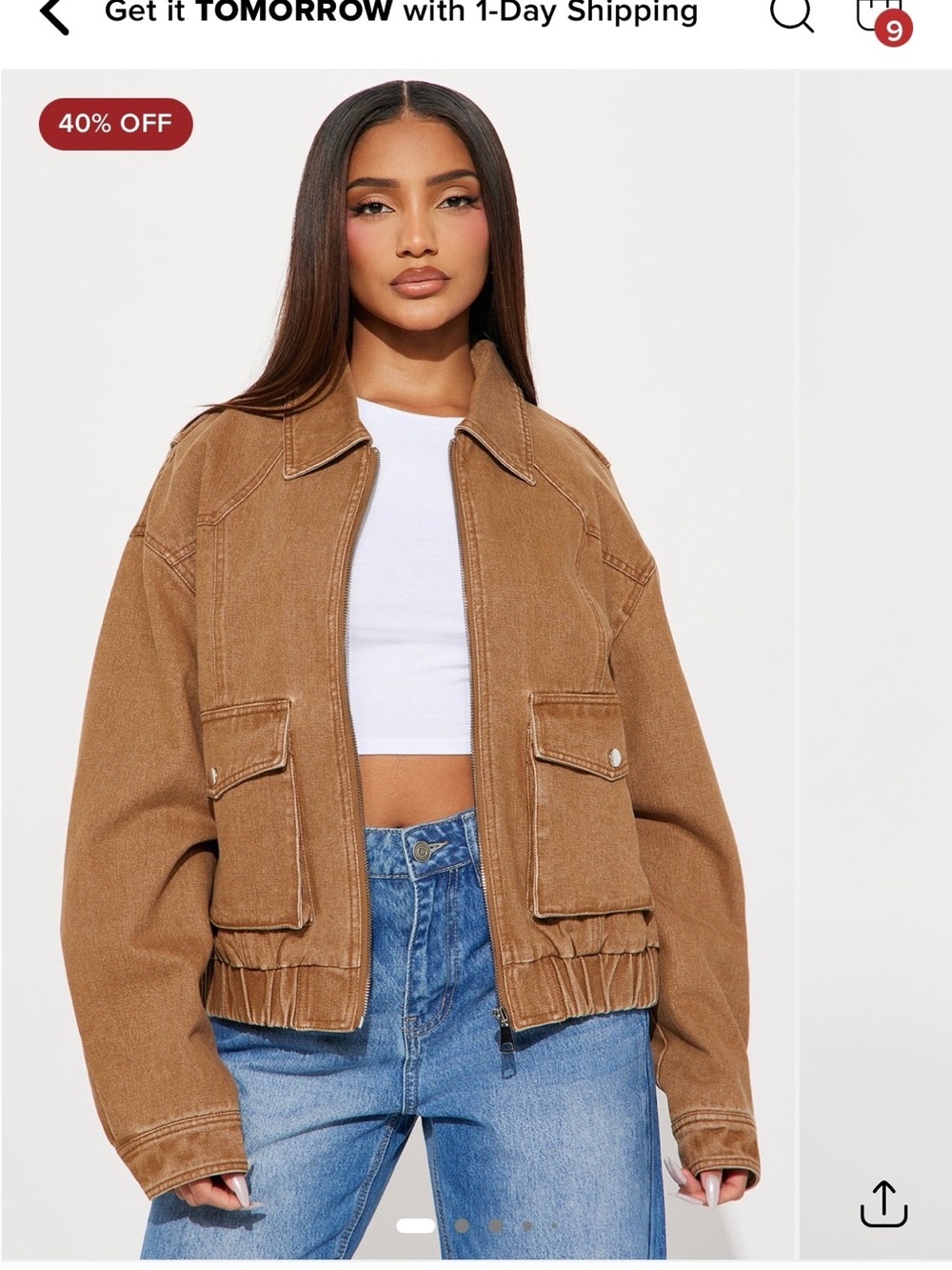 Fashion Nova Brown Utility Cargo Zip Jacket